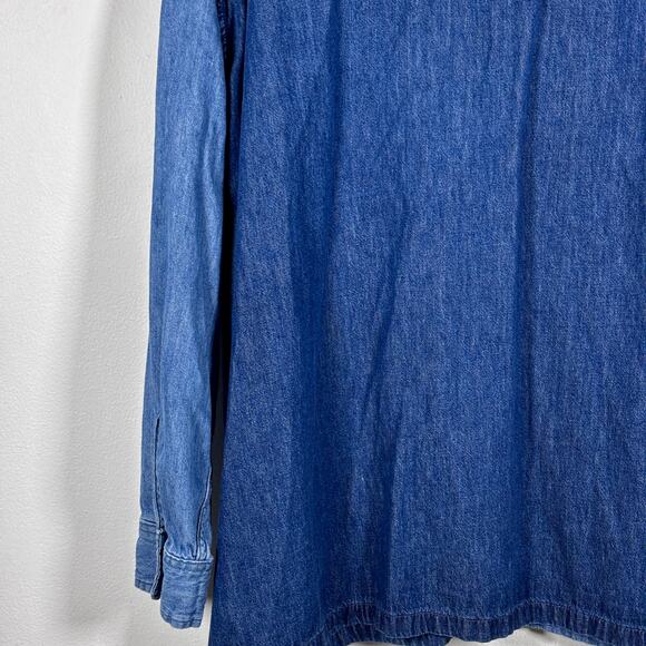 Levis Mens 2XL Denim Blue Color Block Cowboy Western Chore Work Shirt - Picture 11 of 16